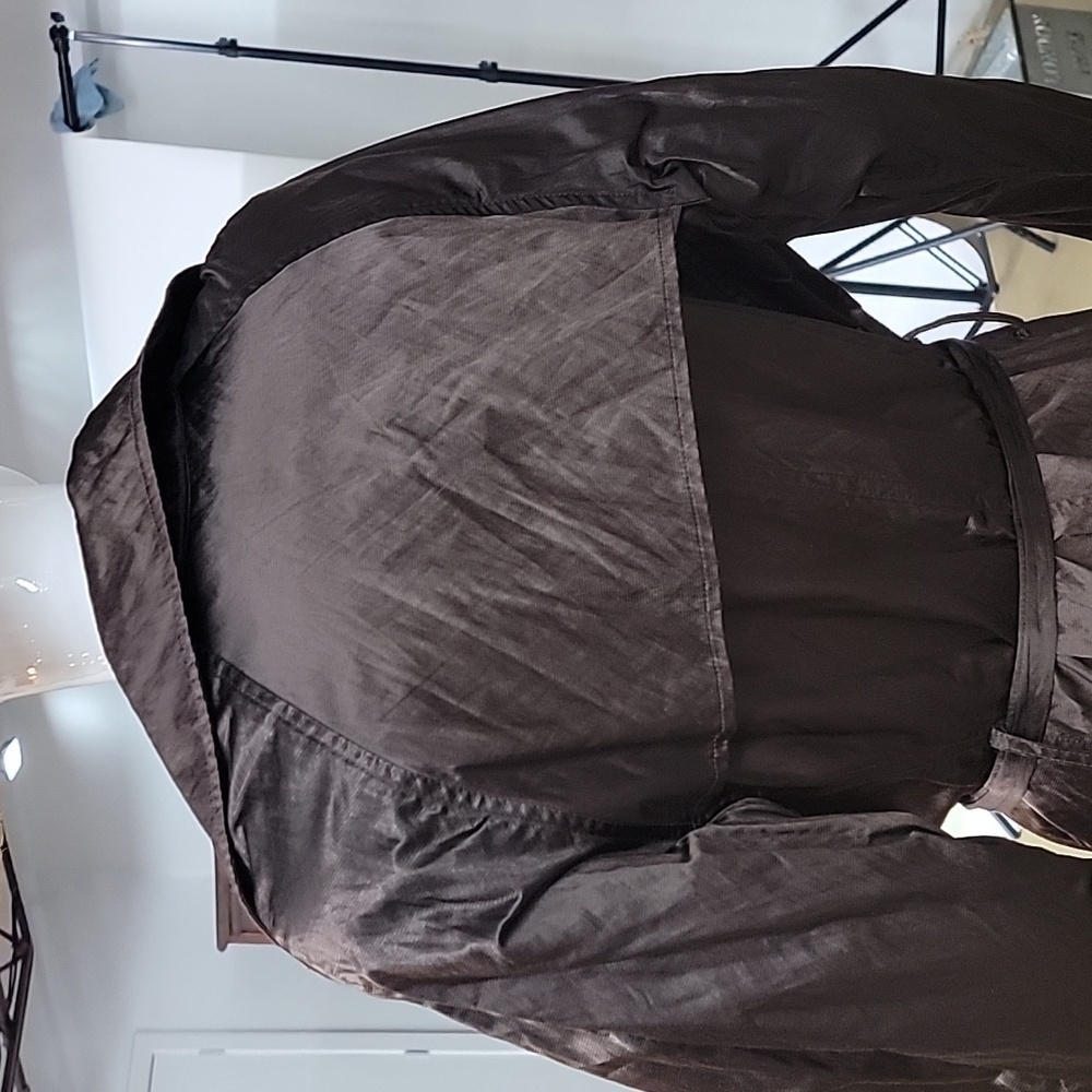 Joseph Ribkoff Pleated Metallic Button Button Down Trench Coat Size 12 - Picture 5 of 12